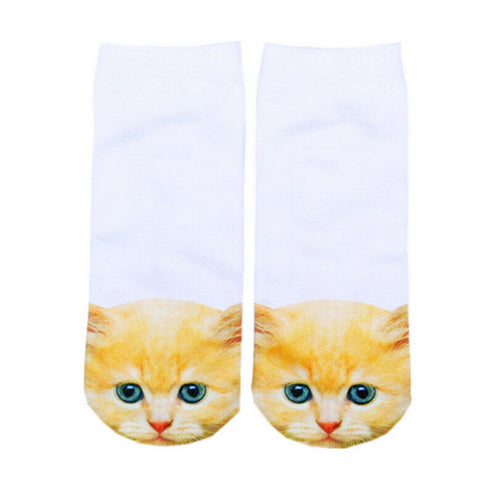 3D Printed Low Cut Ped Socks Cute Kawaii Cartoon Cat Animal Funny Short Socks For Women Girls 9 Colors EF8