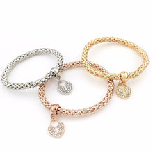 3Pcs Gold Filled Heart Charm Elastic Bracelets For Womens Bracelet Cute Multilayer Bangles EF8