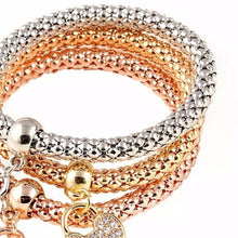 3Pcs Gold Filled Heart Charm Elastic Bracelets For Womens Bracelet Cute Multilayer Bangles EF8