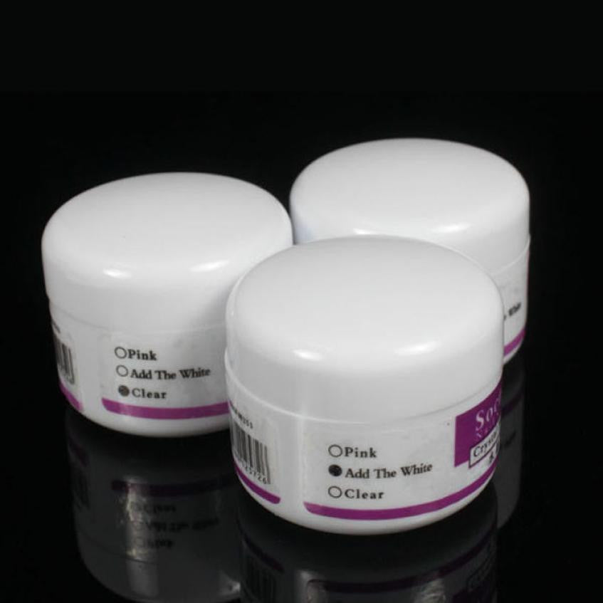 3pc 3 in1 Pink Clear White Crystal Polymer Powder Acrylic Nail Art Tips Glue EF8