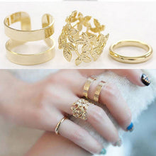 3pcs  lot Punk Metal Gold Silver Leaf Rings For Women Hollow Out Leave B  Midi Finger Knuckle Ring Set EF8