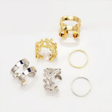 3pcs  lot Punk Metal Gold Silver Leaf Rings For Women Hollow Out Leave B  Midi Finger Knuckle Ring Set EF8