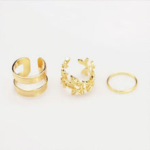 3pcs  lot Punk Metal Gold Silver Leaf Rings For Women Hollow Out Leave B  Midi Finger Knuckle Ring Set EF8