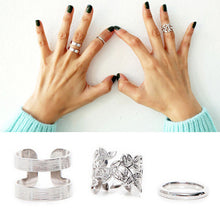 3pcs  lot Punk Metal Gold Silver Leaf Rings For Women Hollow Out Leave B  Midi Finger Knuckle Ring Set EF8