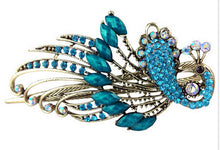 4 7x2 3 inch Lovely Peacock Hair Clip Women Hair Clips Blue Hairpin Vintage Rhinestone Jewelry EF8
