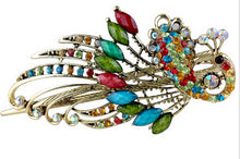 4 7x2 3 inch Lovely Peacock Hair Clip Women Hair Clips Blue Hairpin Vintage Rhinestone Jewelry EF8