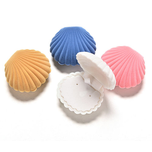 4 Colors Shell Velvet Earring Jewelry Storage Box Storage Boxes For Necklace ring earring EF8