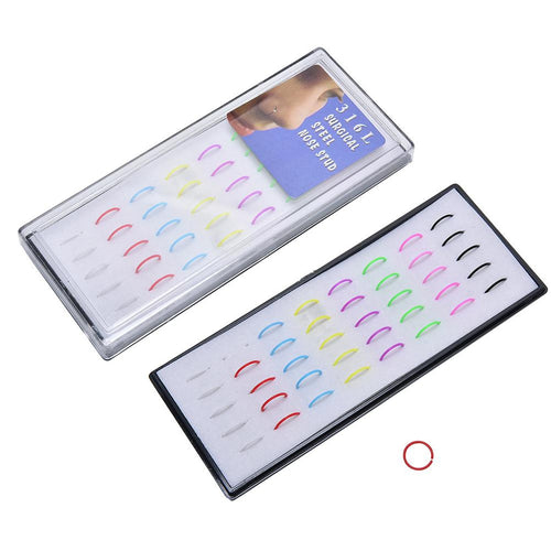 40pcs box Neon Color Surgical Stainless Steel Fake Piercing Hoop Nose Ring EF8