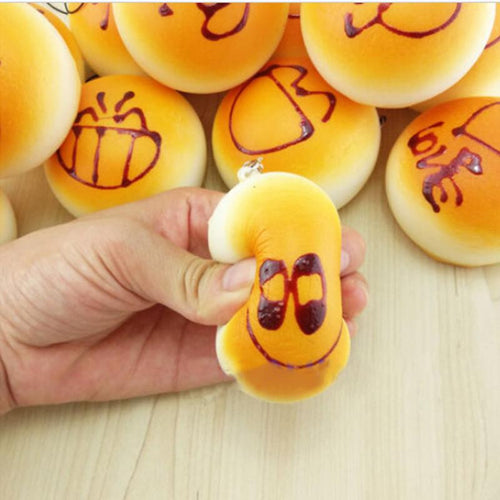 4CM Cute Smiley Face Bread Squishy Key Ring Charm Mobile Phone Strap Phone Charm Bag Pendant EF8
