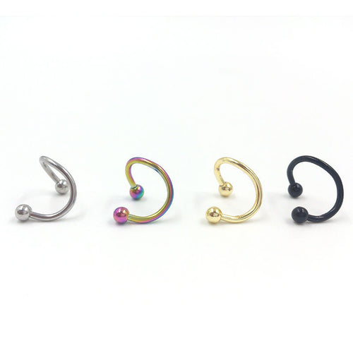 4PCS Different Colors Nose Piercing Unique Design Stainless Steel Twist Nose Lip Ring Nose Stud Body Piercing Jewelry For Women EF8