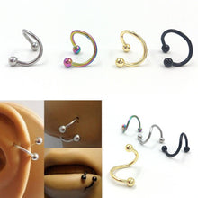 4PCS Different Colors Nose Piercing Unique Design Stainless Steel Twist Nose Lip Ring Nose Stud Body Piercing Jewelry For Women EF8