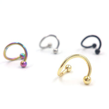 4PCS Different Colors Nose Piercing Unique Design Stainless Steel Twist Nose Lip Ring Nose Stud Body Piercing Jewelry For Women EF8