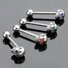 4Pcs 316L Stainless Steel CZ Gem Punk Skull Tongue Ring Barbell Piercing Body Jewelry EF8