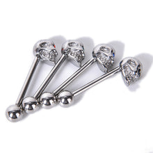 4Pcs 316L Stainless Steel CZ Gem Punk Skull Tongue Ring Barbell Piercing Body Jewelry EF8