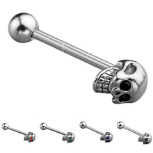 4Pcs 316L Stainless Steel CZ Gem Punk Skull Tongue Ring Barbell Piercing Body Jewelry EF8