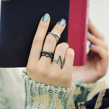 4pc Punk Women Black Silver Above B  Midi Knuckle Ring Women jewelry EF8