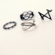 4pc Punk Women Black Silver Above B  Midi Knuckle Ring Women jewelry EF8