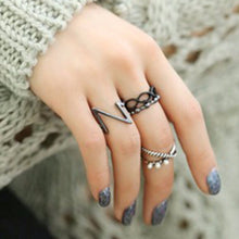 4pc Punk Women Black Silver Above B  Midi Knuckle Ring Women jewelry EF8
