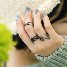 4pc Punk Women Black Silver Above B  Midi Knuckle Ring Women jewelry EF8