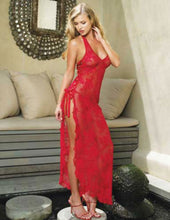 4XL Womens Sexy Lingerie M-SEX Red Halter Neck Lace Nightgown long sexy pajamas sexy lingerie longuette Backless Dress EF8