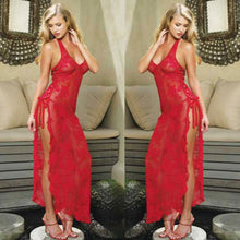 4XL Womens Sexy Lingerie M-SEX Red Halter Neck Lace Nightgown long sexy pajamas sexy lingerie longuette Backless Dress EF8