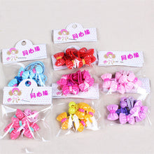 4pcs baby children cute cartoon hair rope multi-color Kids Flower Headdress Mix Hair Clips Hair Ropes EF8