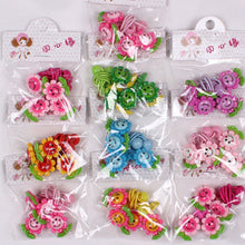 4pcs baby children cute cartoon hair rope multi-color Kids Flower Headdress Mix Hair Clips Hair Ropes EF8