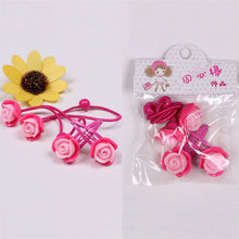 4pcs baby children cute cartoon hair rope multi-color Kids Flower Headdress Mix Hair Clips Hair Ropes EF8