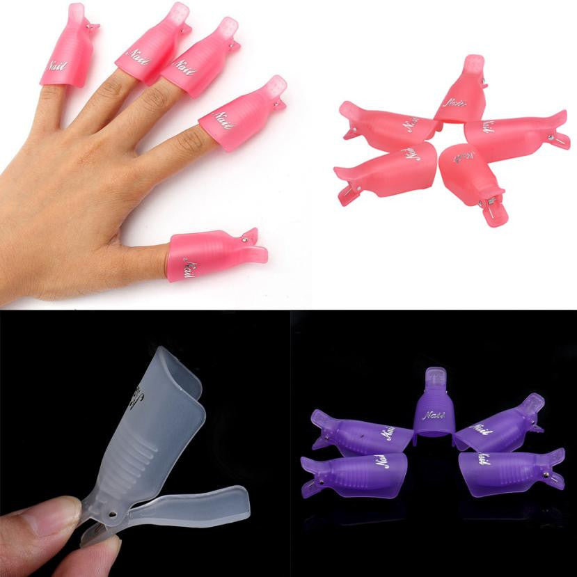 5pc Remover Gel Polish Nail Art Soakers UV Nail Degreaser Polish Wrap Tool Nails Remover Soak Off Cap Clip EF8
