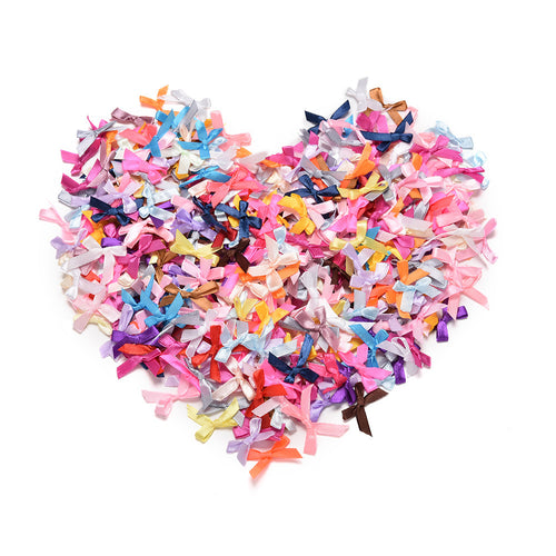 500Pcs H made DIY Pre Tied Satin Ribbon Gift Package Bow Wedding Scrapbooking Embellishment Crafts Accessory EF8