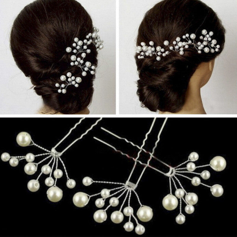 5Pcs Women Wedding Bridal Bridesmaid Pearls Hair Pins Clips Comb Headb  Women Jewelry EF8