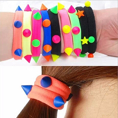 5Pcs Fluorescent Elastic hair b s for women C y Color baby girl kids headb s hair ropes headwear hair accessories EF8