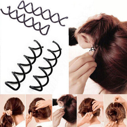 5Pcs Spiral Spin Screw Bobby Pin Hair Clip Twist Barrette Black Hairpins Hair B  Accessories EF8