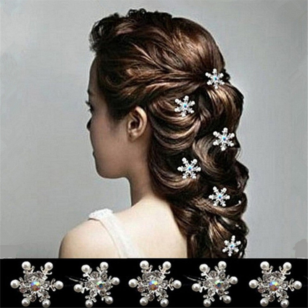 5Pcs Wedding Bridal Pearl Hair Pins Crystal Hair Stick Woman Pearl Flower Hair Clips Hair Jewelry Accessories EF8