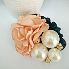6 Color Elastic Hair Bands Women Satin Ribbon Rose Flower Pearls Hairband Ponytail Holder Hair Band Valentine's Gifts EF8