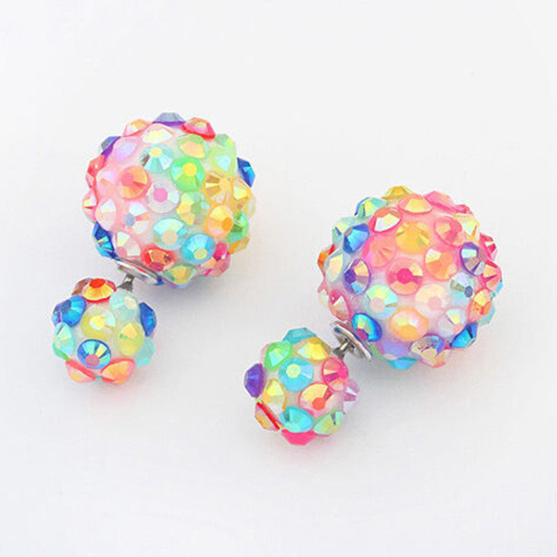 6 Color Stylish Flower Ball Earrings Double Side Crystal Earrings Big Beads Earrings Women's Jewelry EF8
