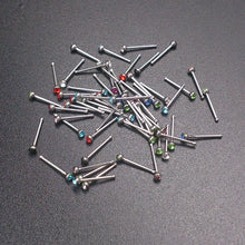 60Pcs Crystal Rhinestone Nose Piercing Bone Stud Stainless Surgical Steel Body Piercing Jewelry EF8