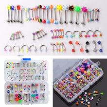 60Pcs Mixed Lip Piercing Barbell Eyebrow Navel Tongue Belly Rings Body Jewelry 60pcs  EF8