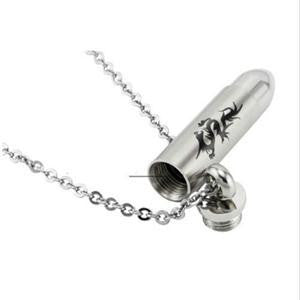 60cm Silver Stainless Steel Men Dragon Bullet Pendant Necklace Cool Chain Jewelry Gift Long Animal Necklace EF8