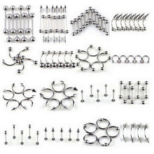66Pcs Multi-type Stainless Steel Curved Eyebrow Nose Lip Earrings Nipple Piercings Punk Body Piercing  EF8