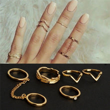6pc Stacking punk bague femme rings gold midi ring set finger knuckle Charm sheet glass for anelli ring For Women EF8