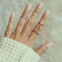 6pc Stacking punk bague femme rings gold midi ring set finger knuckle Charm sheet glass for anelli ring For Women EF8