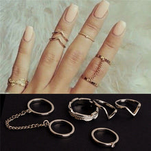 6pc Stacking punk bague femme rings gold midi ring set finger knuckle Charm sheet glass for anelli ring For Women EF8