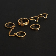 6pc Stacking punk bague femme rings gold midi ring set finger knuckle Charm sheet glass for anelli ring For Women EF8