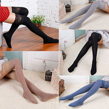 7 Colors Lace Stockings Women Knitting Lace Cotton Over Knee Thigh Stockings High Pantyhose Stay Up EF8