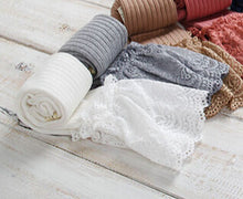 7 Colors Lace Stockings Women Knitting Lace Cotton Over Knee Thigh Stockings High Pantyhose Stay Up EF8