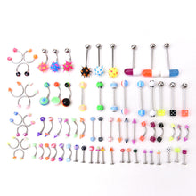 72Pcs Stainless Acrylic Ball Barbell Bar Eyebrow Nose Tounge Ring Body Piercing  EF8