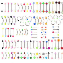72Pcs Stainless Acrylic Ball Barbell Bar Eyebrow Nose Tounge Ring Body Piercing  EF8