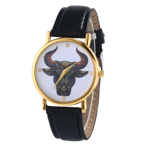 9 Colors Fashion Women Man Retro Tau Print Leather Band Analog Quartz Vogue Wrist Watches vintage relogio EF8