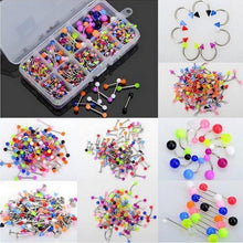 90Pcs Mixed Acrylic Stainless Steel Tragus Bar Lip Button Navel Rings Body Piercing Jewelry EF8